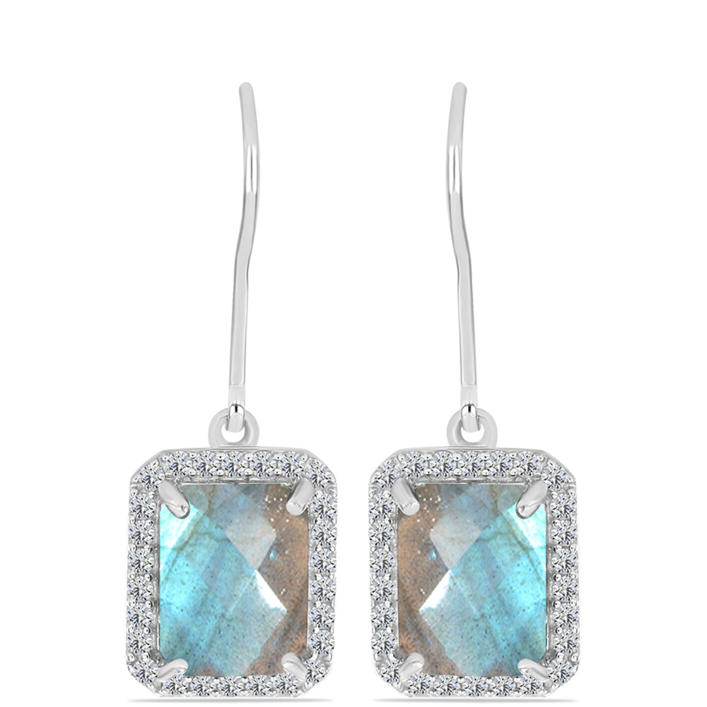 Brincos de Prata com Labradorite e Topázio Branco 1 