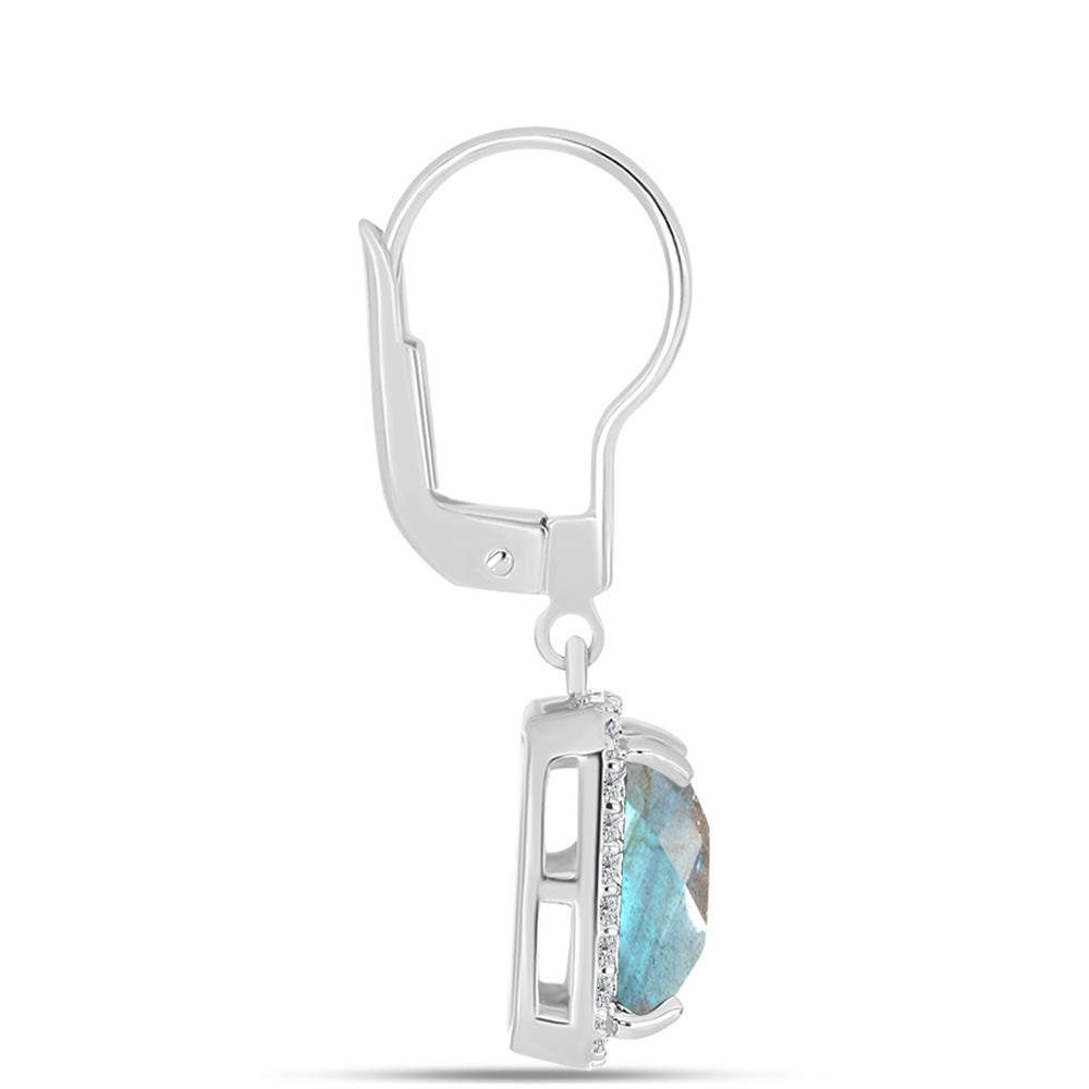 Brincos de Prata com Labradorite e Topázio Branco 2 
