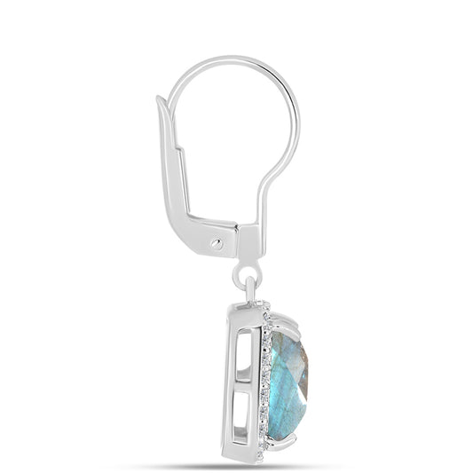 Brincos de Prata com Labradorite e Topázio Branco