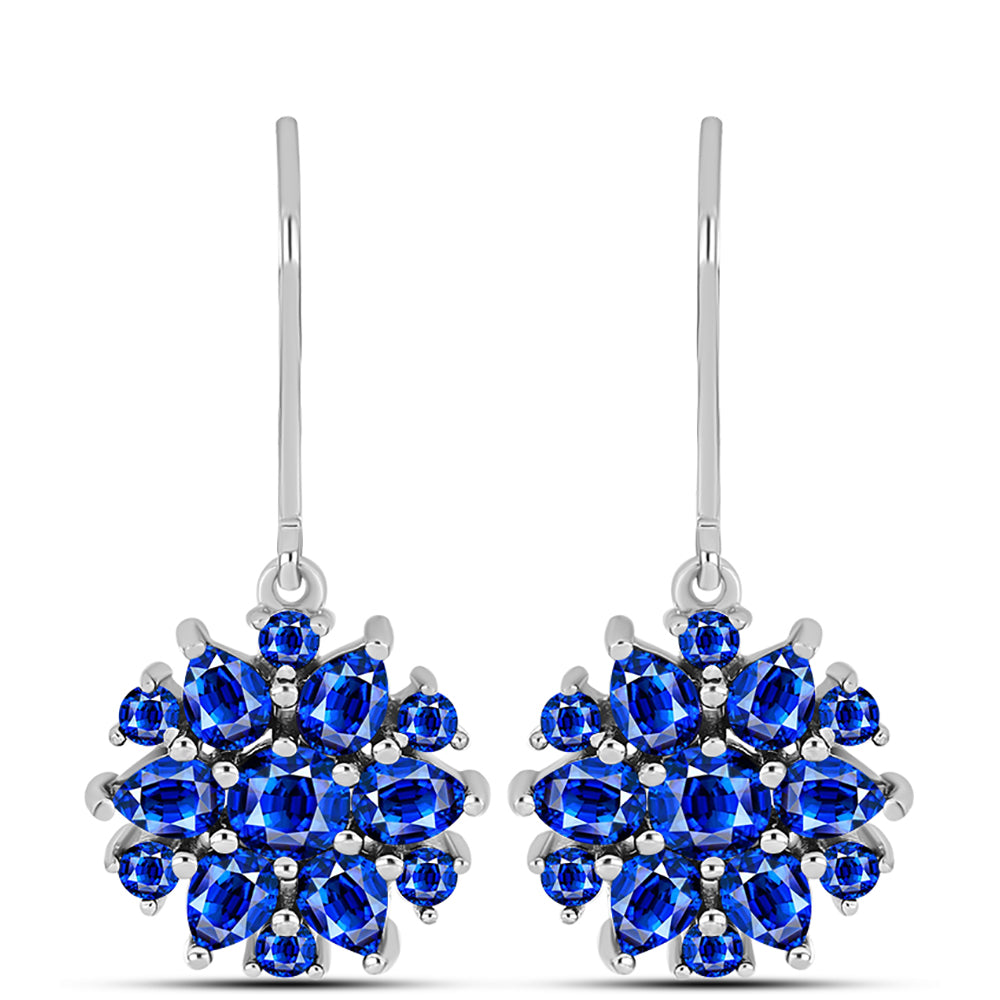 Brincos de Prata com Safira Azul Australiana e Topázio Branco