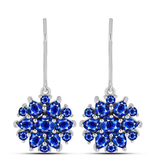 Brincos de Prata com Safira Azul Australiana e Topázio Branco