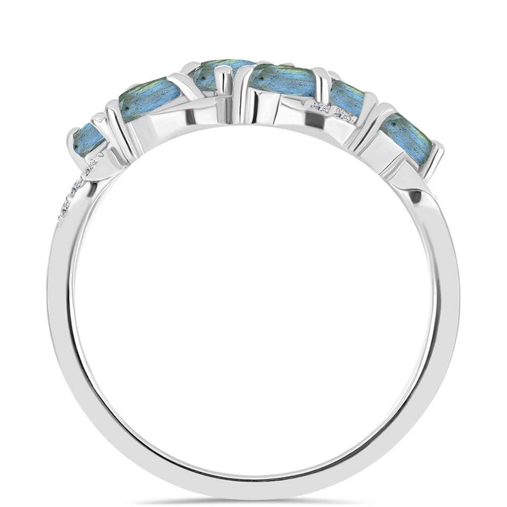 Anel de Prata com Labradorite e Topázio Branco