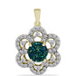 Pendente de Prata com Banho de Ouro com Drusy Verde e Topázio Branco