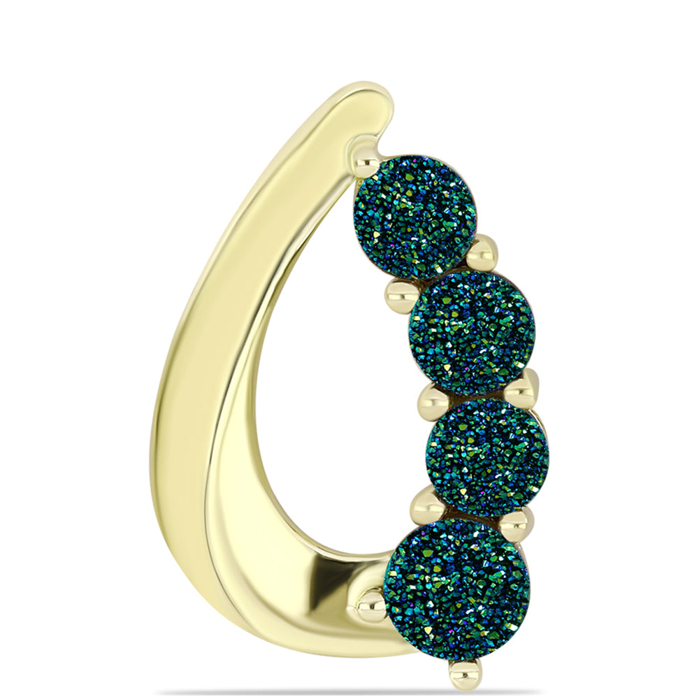 Pendente de Prata com Banho de Ouro com Drusy Verde 1 