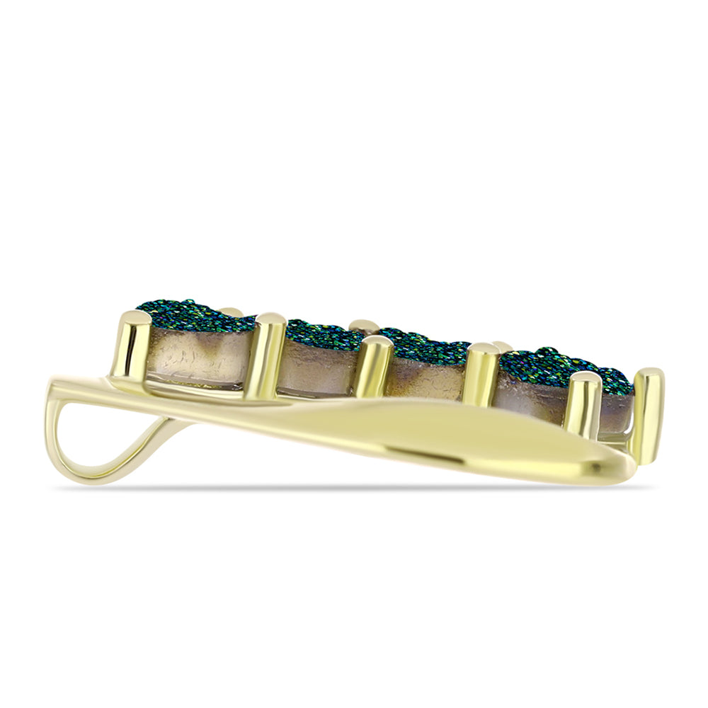 Pendente de Prata com Banho de Ouro com Drusy Verde