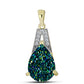 Pendente de Prata com Banho de Ouro com Drusy Verde e Topázio Branco