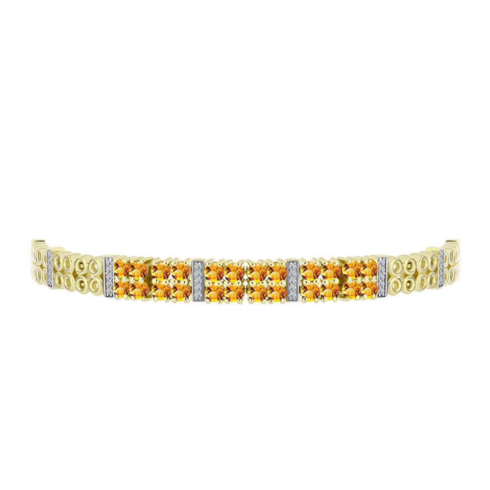 Pulseira de Prata com Banho de Ouro com Citrino Dourado do Rio Grande e Topázio Branco  Contraste: Cabeca de Veado (800) 2 