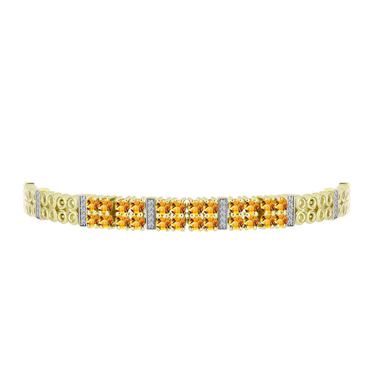 Pulseira de Prata com Banho de Ouro com Citrino Dourado do Rio Grande e Topázio Branco  Contraste: Cabeca de Veado (800)