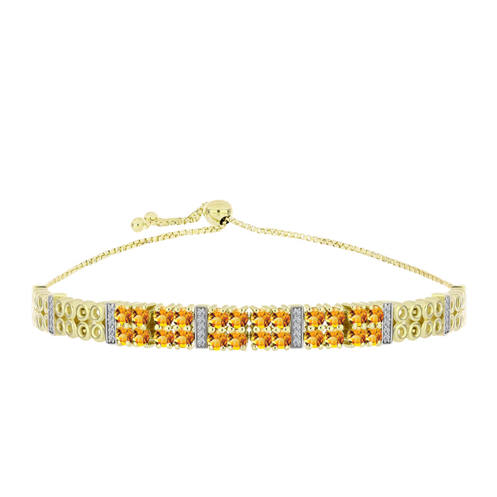 Pulseira de Prata com Banho de Ouro com Citrino Dourado do Rio Grande e Topázio Branco  Contraste: Cabeca de Veado (800) 1 