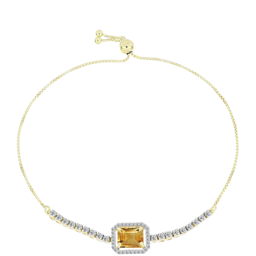 Pulseira de Prata com Banho de Ouro com Citrino Dourado do Rio Grande e Topázio Branco  Contraste: Cabeca de Veado (800)