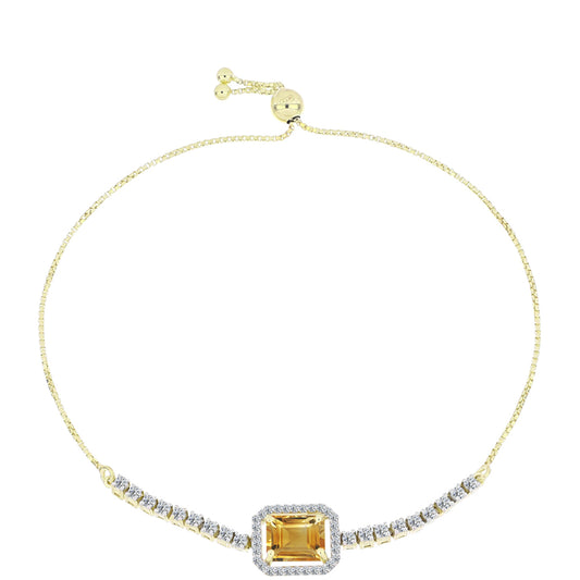 Pulseira de Prata com Banho de Ouro com Citrino Dourado do Rio Grande e Topázio Branco  Contraste: Cabeca de Veado (800)