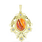 Pendente de Prata com Banho de Ouro com Concha Pata de Leões e Topázio Branco  Contraste: Cabeca de Veado (800)