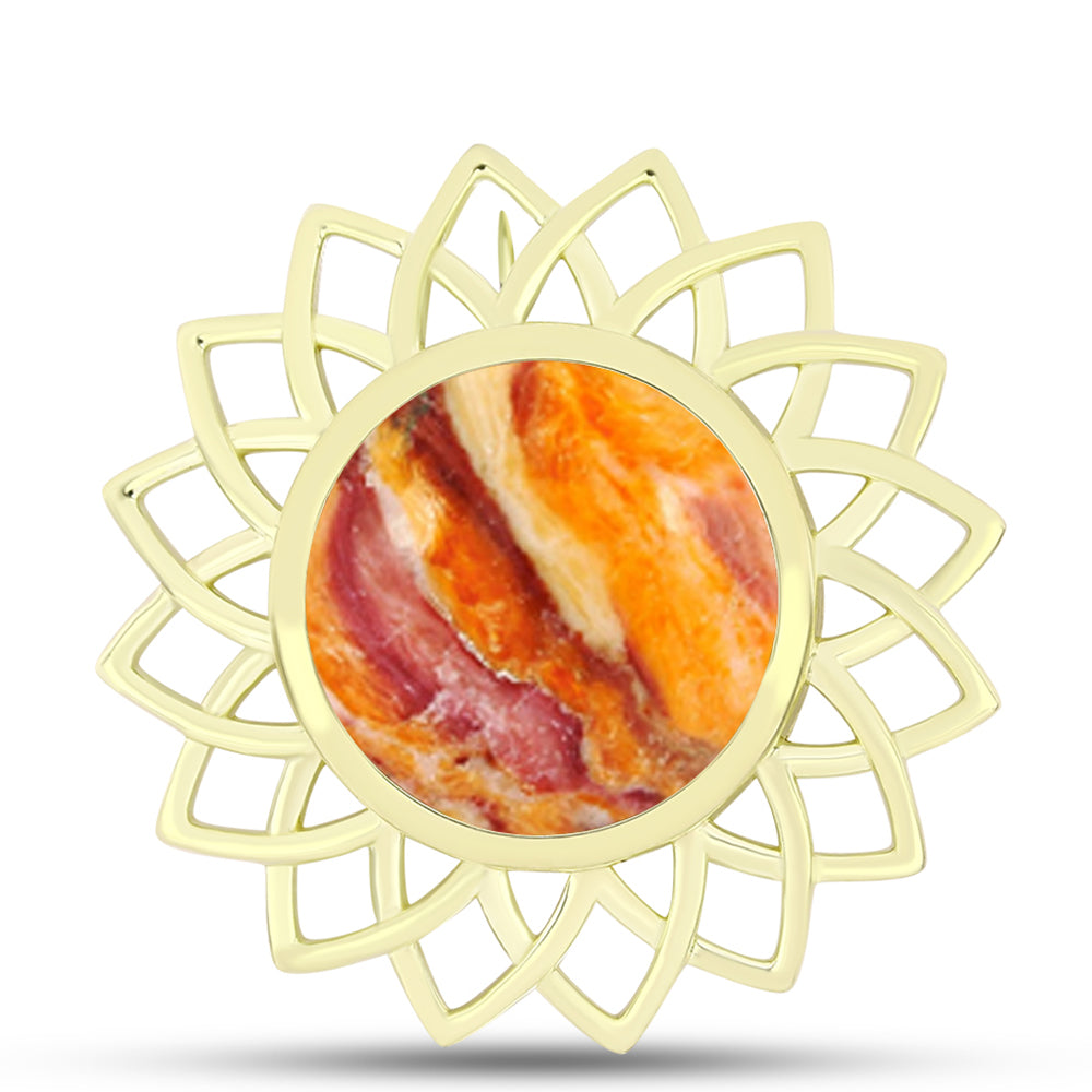 Alfinete de Prata com Banho de Ouro com Concha Pata de Leões  Contraste: Cabeca de Veado (800)