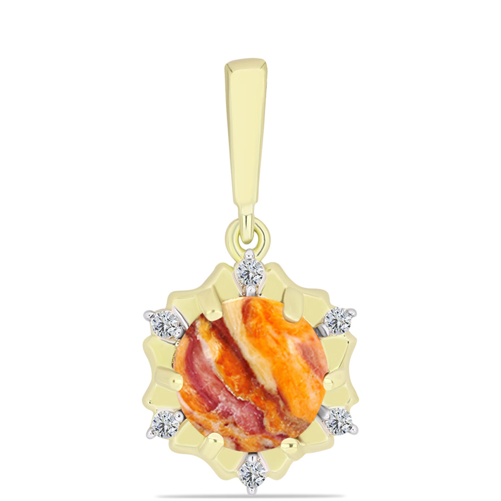 Pendente de Prata com Banho de Ouro com Concha Pata de Leões e Topázio Branco 1 