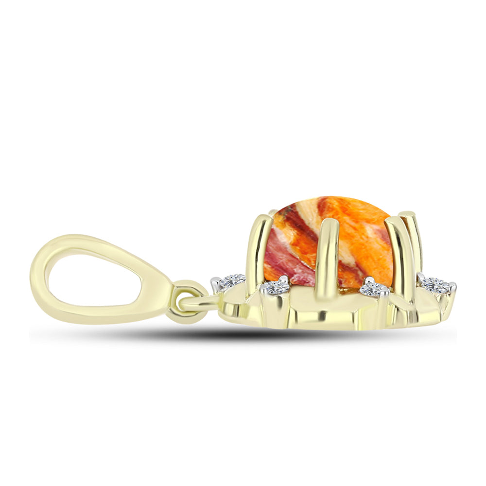Pendente de Prata com Banho de Ouro com Concha Pata de Leões e Topázio Branco