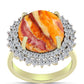 Anel de Prata com Banho de Ouro com Concha Pata de Leões e Topázio Branco  Contraste: Cabeca de Veado (800)
