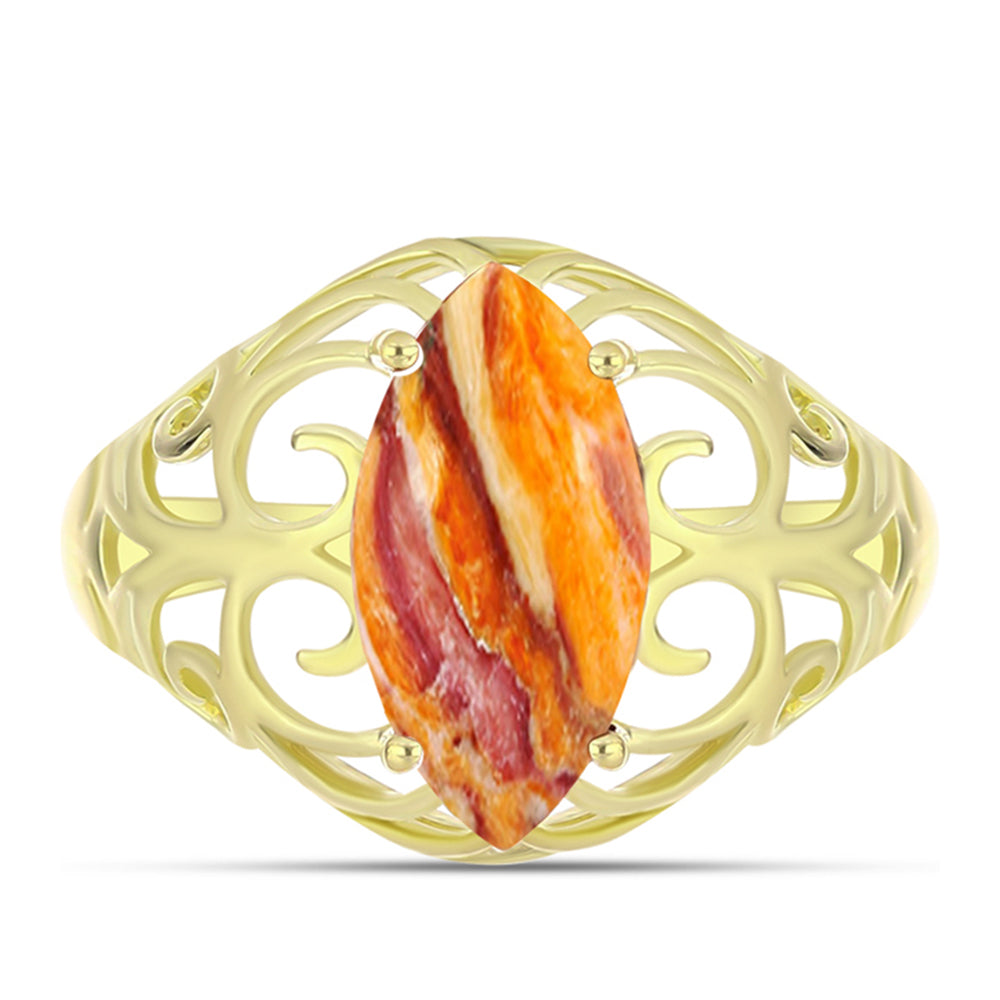 Anel de Prata com Banho de Ouro com Concha Pata de Leões