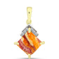 Pendente de Prata com Banho de Ouro com Concha Pata de Leões e Topázio Branco