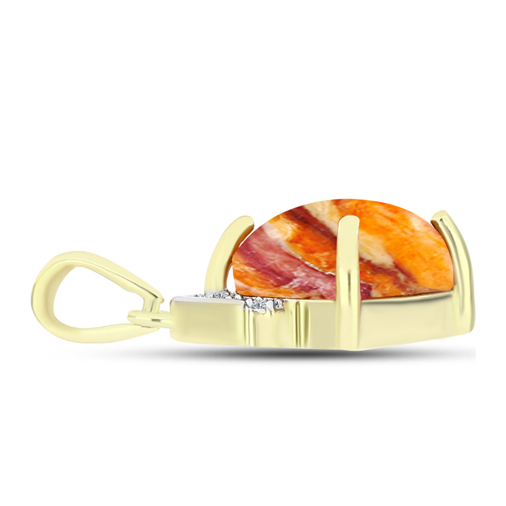 Pendente de Prata com Banho de Ouro com Concha Pata de Leões e Topázio Branco 2 