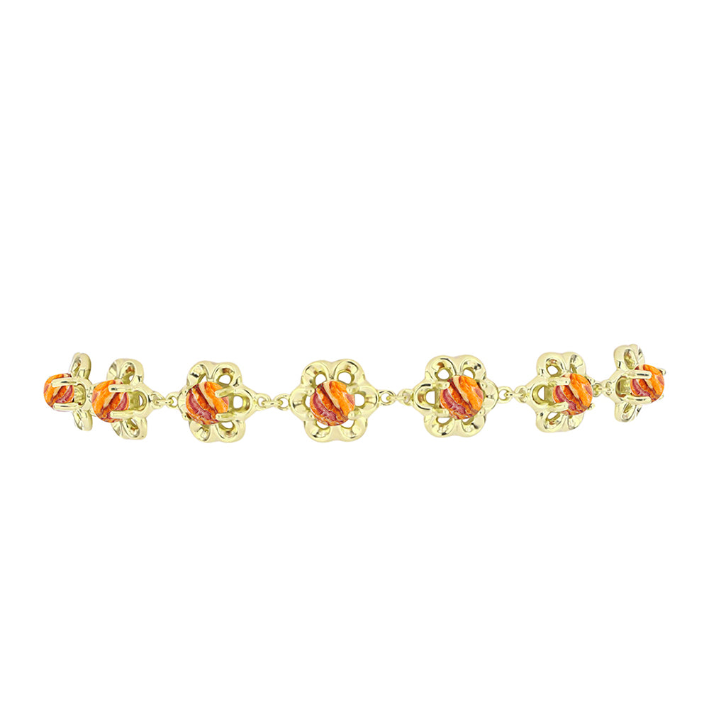 Pulseira de Prata com Banho de Ouro com Concha Pata de Leões  Contraste: Cabeca de Veado (800) 2 