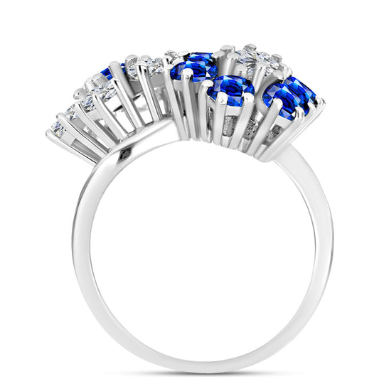 Anel de Prata com Safira Azul Australiana e Topázio Branco  Contraste: Cabeca de Veado (800)