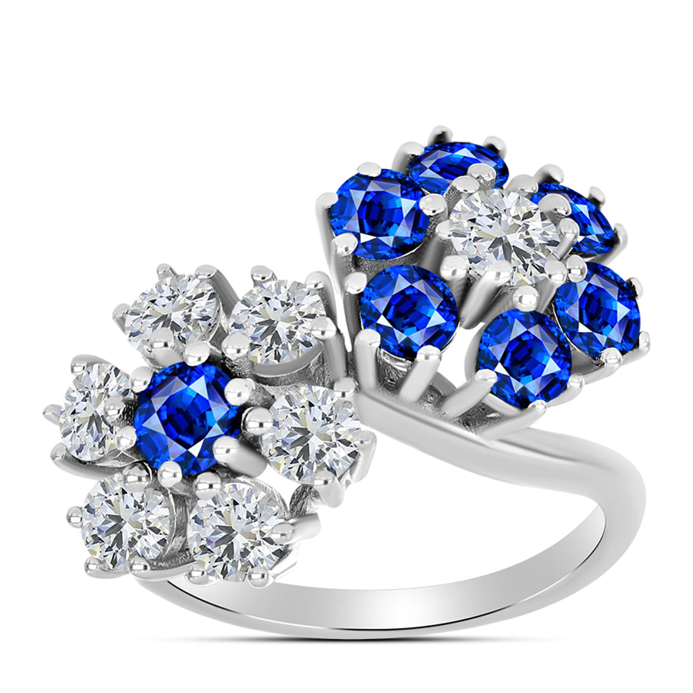 Anel de Prata com Safira Azul Australiana e Topázio Branco  Contraste: Cabeca de Veado (800) 3 