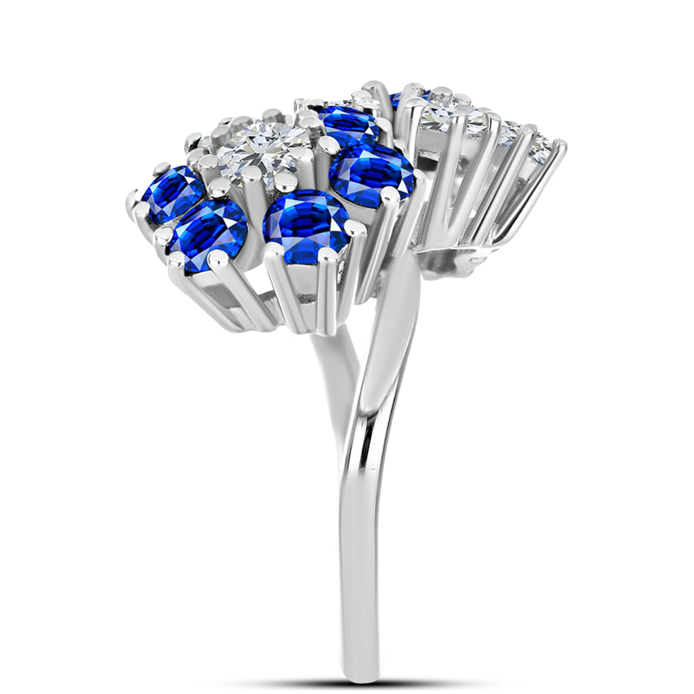 Anel de Prata com Safira Azul Australiana e Topázio Branco  Contraste: Cabeca de Veado (800) 4 