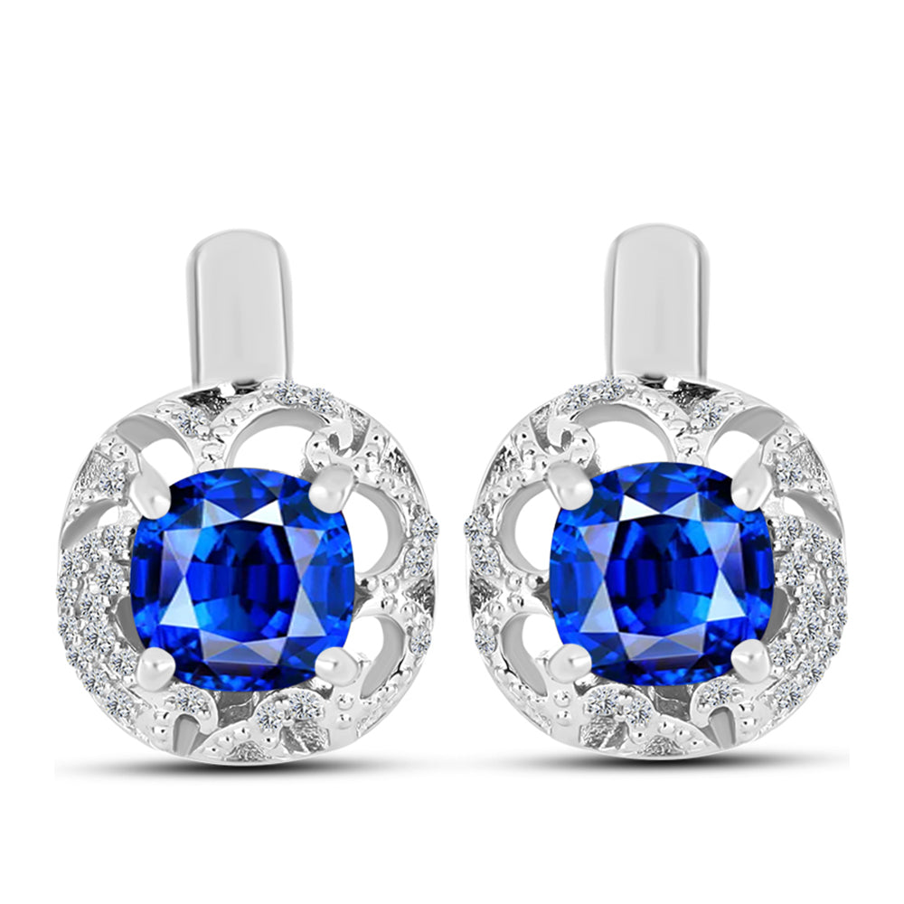 Brincos de Prata com Safira Azul Australiana e Topázio Branco 1 