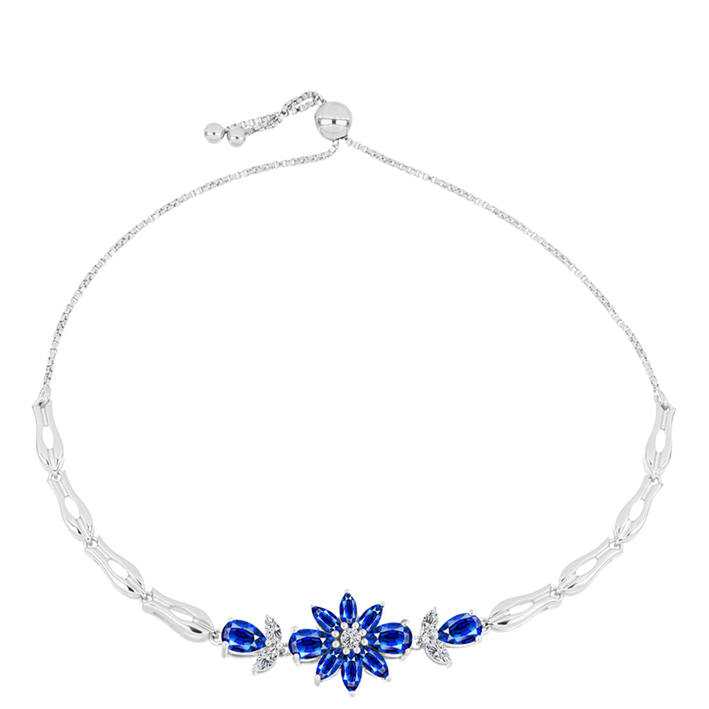Pulseira de Prata com Safira Azul Australiana e Topázio Branco  Contraste: Cabeca de Veado (800) 1 