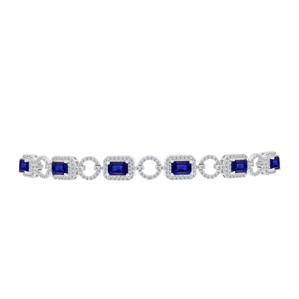 Pulseira de Prata com Safira Azul Australiana e Topázio Branco  Contraste: Cabeca de Veado (800) 2 