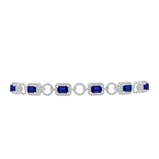 Pulseira de Prata com Safira Azul Australiana e Topázio Branco  Contraste: Cabeca de Veado (800)