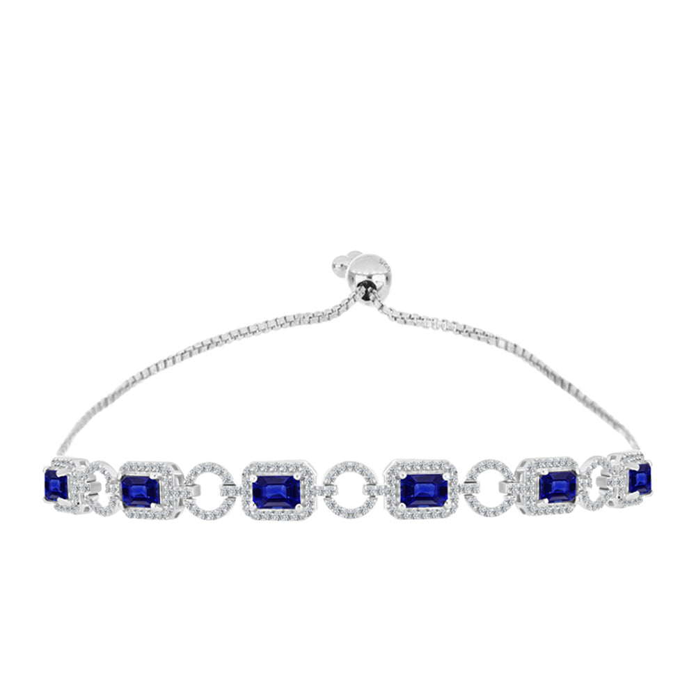Pulseira de Prata com Safira Azul Australiana e Topázio Branco  Contraste: Cabeca de Veado (800) 1 
