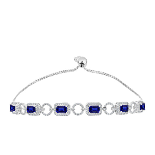 Pulseira de Prata com Safira Azul Australiana e Topázio Branco  Contraste: Cabeca de Veado (800)