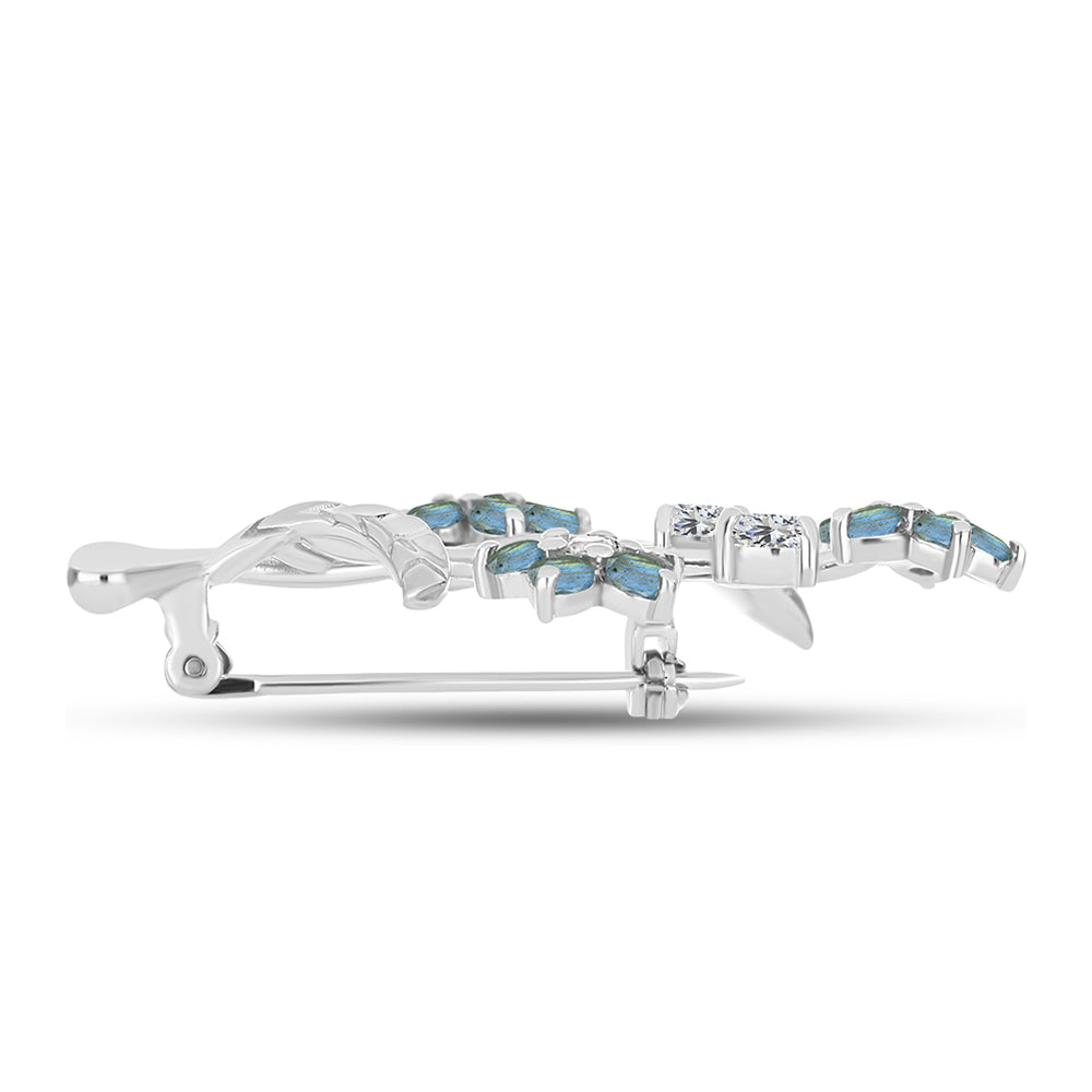 Alfinete de Prata com Labradorite e Topázio Branco  Contraste: Cabeca de Veado (800) 2 