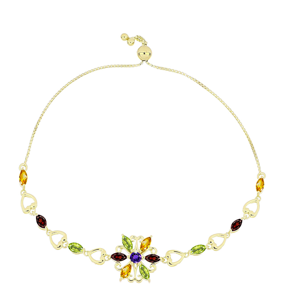 Pulseira de Prata com Banho de Ouro com Ametista de Marrocos e Citrino de Ural  Contraste: Cabeca de Veado (800) 1 