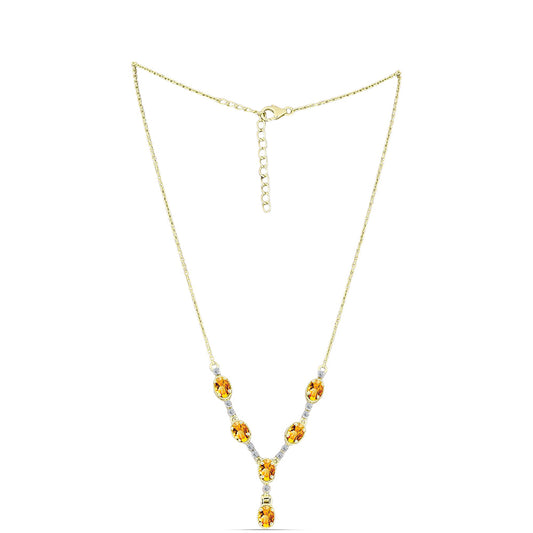 Colar de Prata com Banho de Ouro com Citrino Dourado do Rio Grande e Topázio Branco  Contraste: Cabeca de Veado (800)