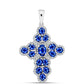 Cruz Pendente de Prata com Safira Azul Australiana e Topázio Branco  Contraste: Cabeca de Veado (800)