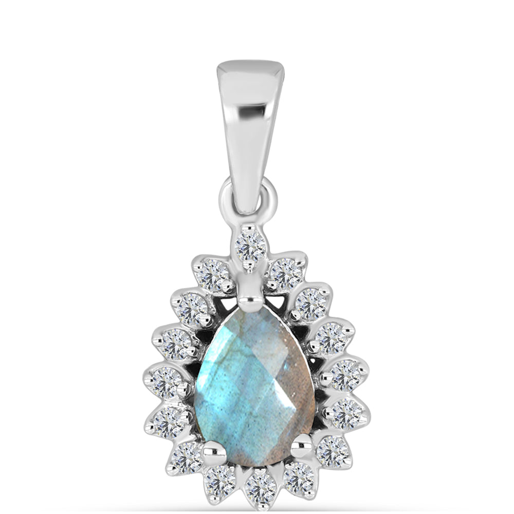 Pendente de Prata com Labradorite e Topázio Branco 1 