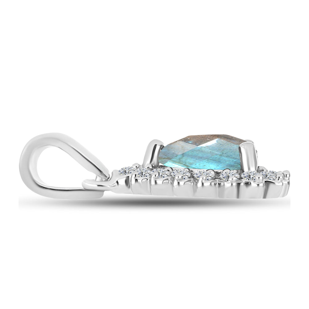 Pendente de Prata com Labradorite e Topázio Branco 2 