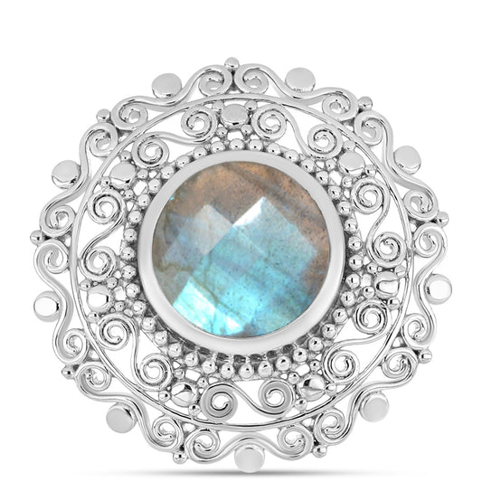 Anel de Prata com Labradorite  Contraste: Cabeca de Veado (800)