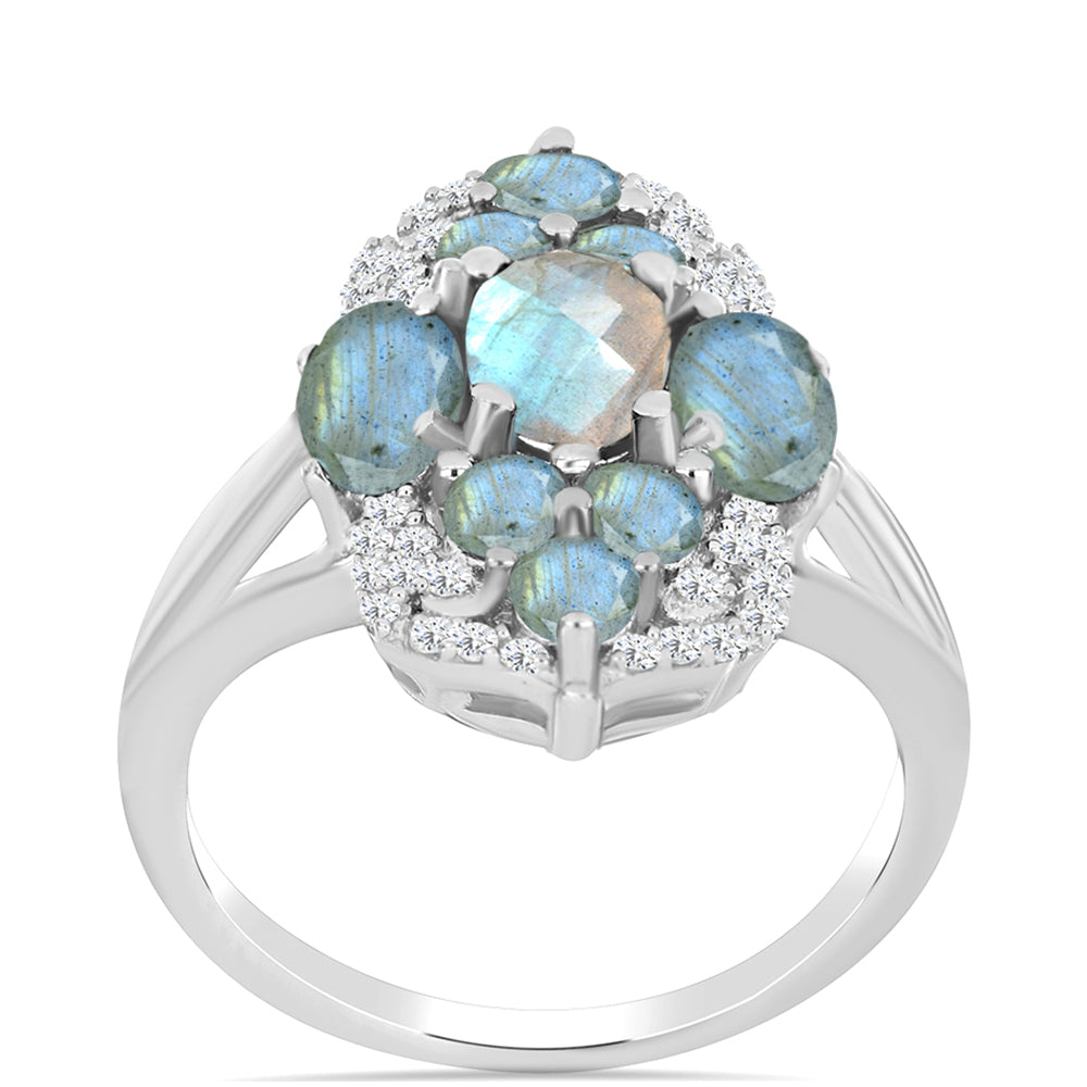 Anel de Prata com Labradorite  Contraste: Cabeca de Veado (800) 3 