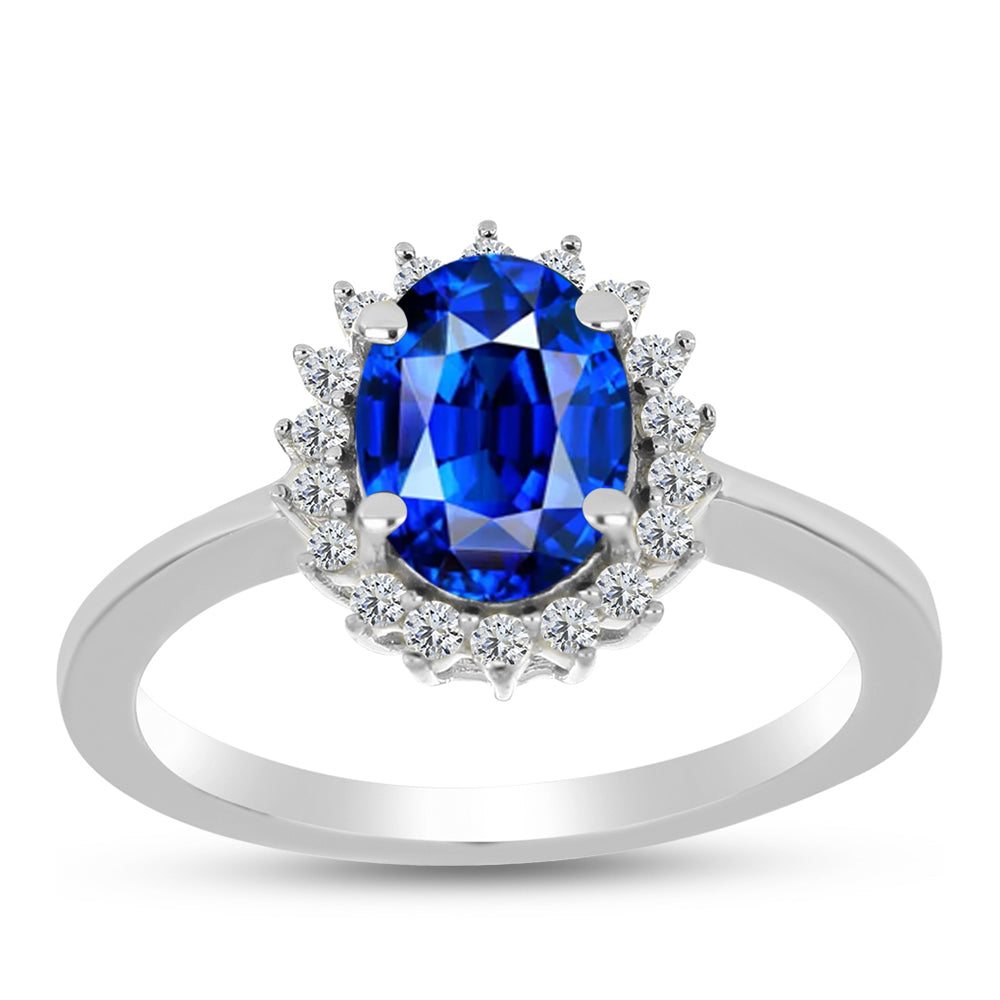 Anel de Prata com Safira Azul Australiana e Topázio Branco