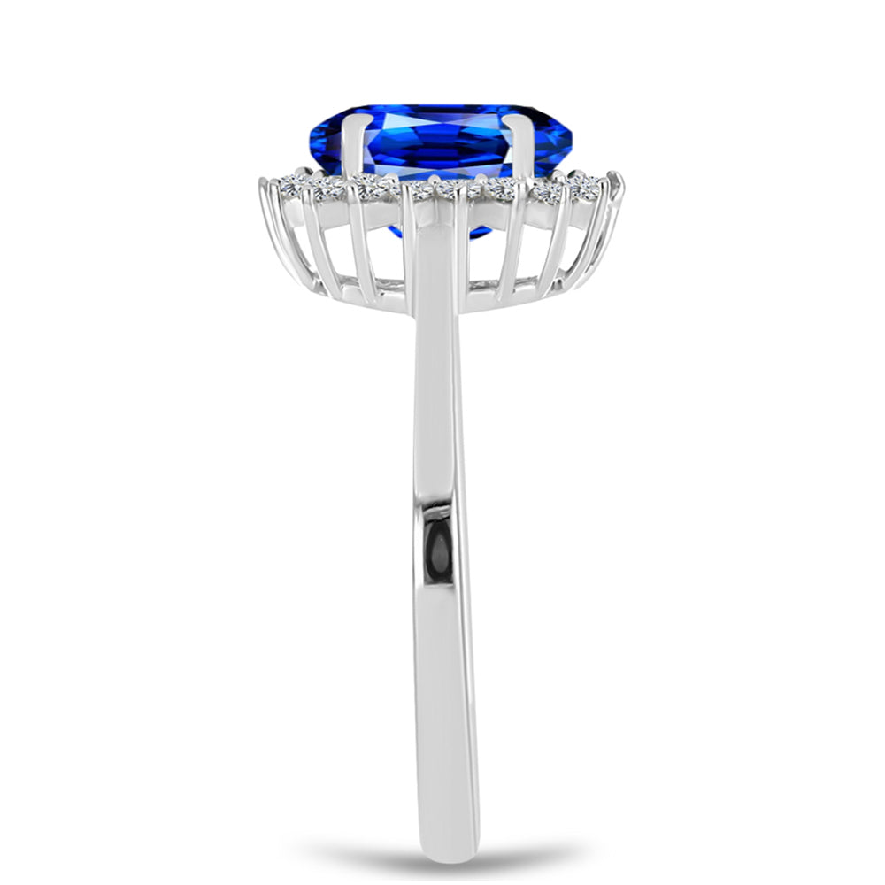 Anel de Prata com Safira Azul Australiana e Topázio Branco