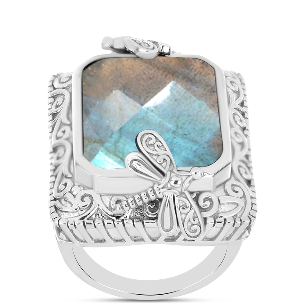 Anel de Prata com Labradorite  Contraste: Cabeca de Veado (800) 3 