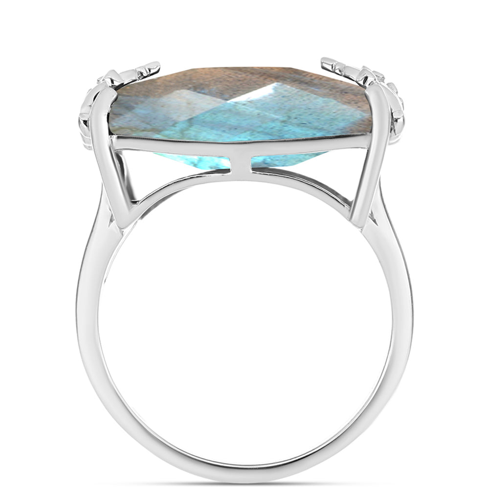 Anel de Prata com Labradorite  Contraste: Cabeca de Veado (800) 2 