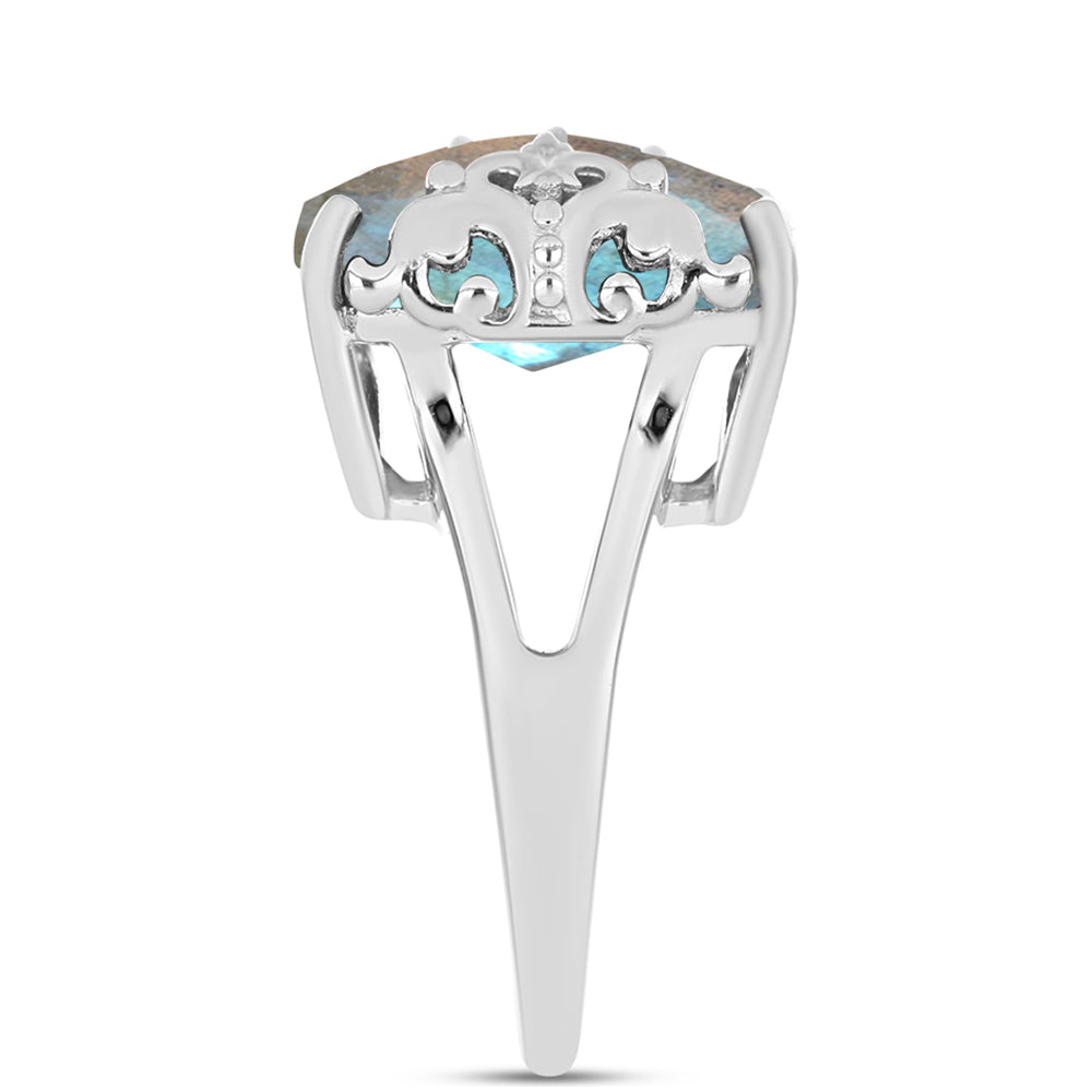 Anel de Prata com Labradorite  Contraste: Cabeca de Veado (800) 4 