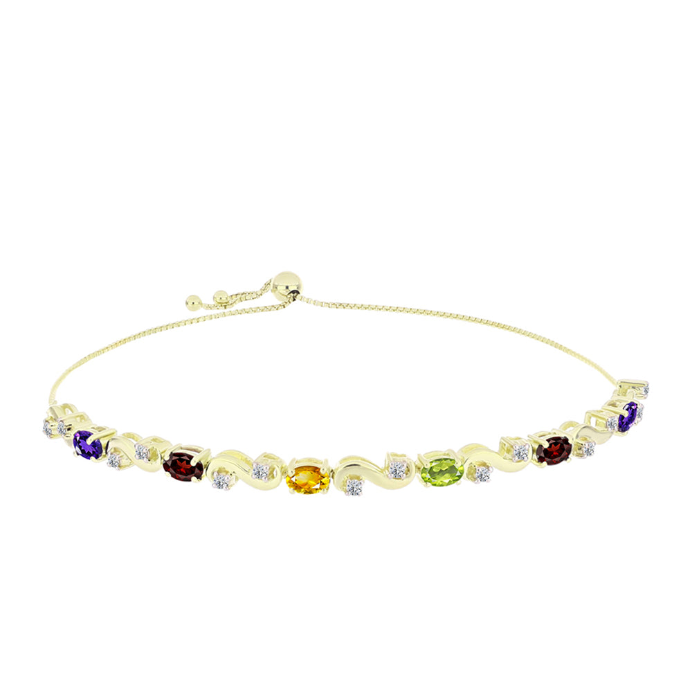 Pulseira de Prata com Banho de Ouro com Ametista de Marrocos e Citrino de Ural  Contraste: Cabeca de Veado (800) 1 