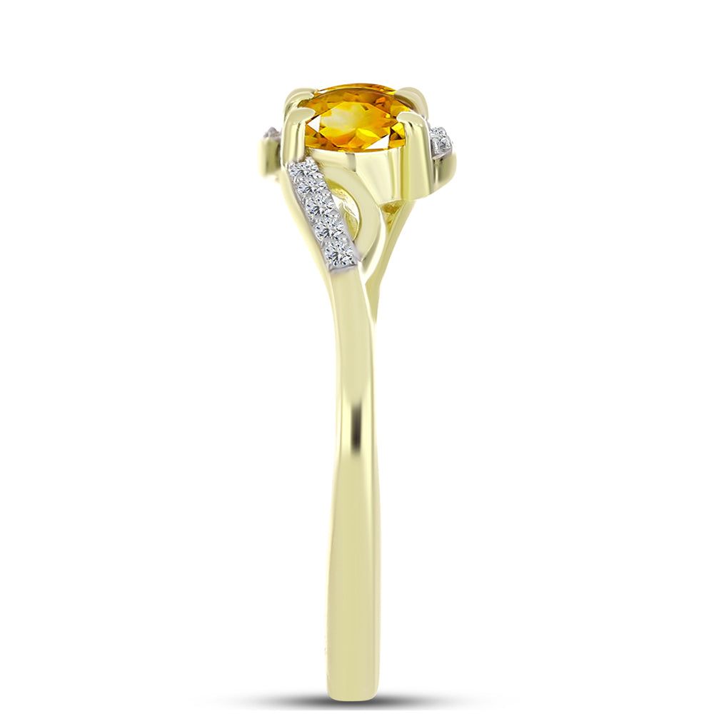 Anel de Prata com Banho de Ouro com Citrino Dourado do Rio Grande e Topázio Branco 4 