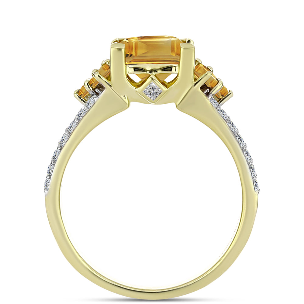 Anel de Prata com Banho de Ouro com Citrino Dourado do Rio Grande e Topázio Branco  Contraste: Cabeca de Veado (800) 2 