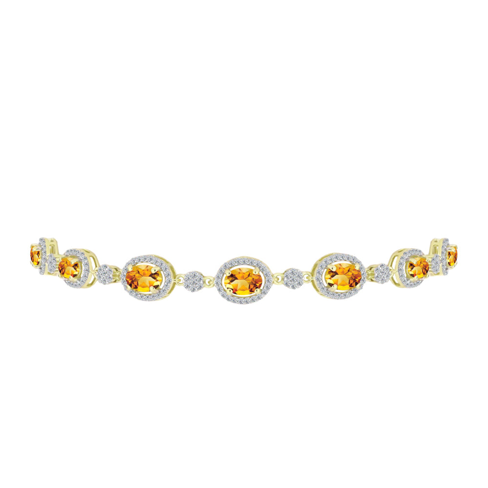 Pulseira de Prata com Banho de Ouro com Citrino Dourado do Rio Grande e Topázio Branco  Contraste: Cabeca de Veado (800)